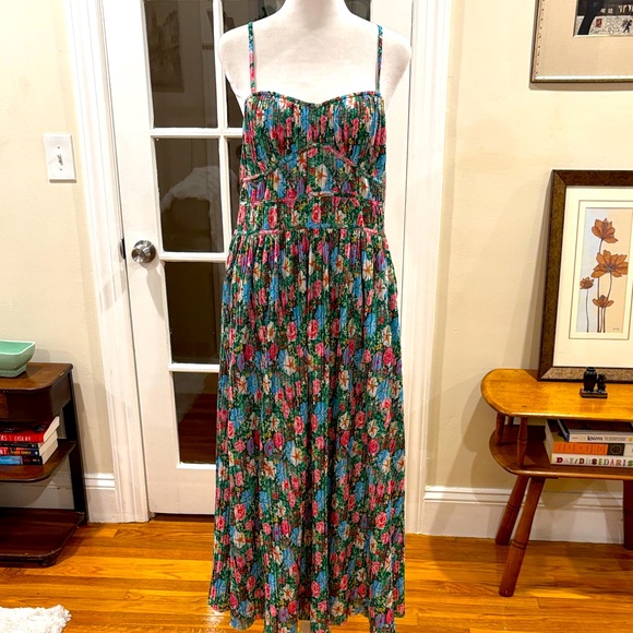 Zara Dresses & Skirts - Floral Smocked Maxi Dress - Green Multi